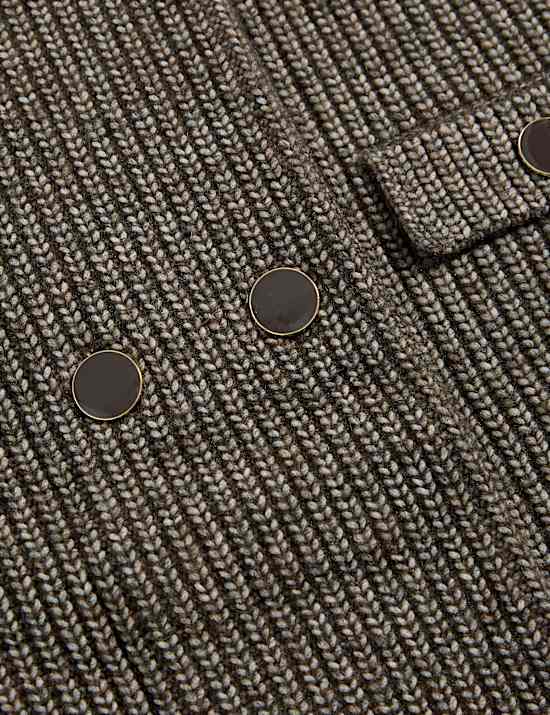 Cloud-Yarn Pocket Detail Knitted Jacket