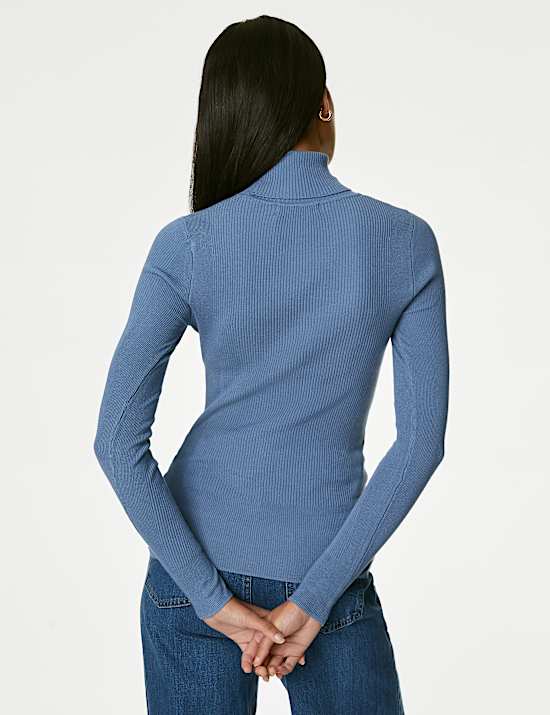 Jersey ajustado de cuello vuelto acanalado