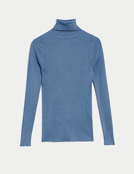 Jersey ajustado de cuello vuelto acanalado