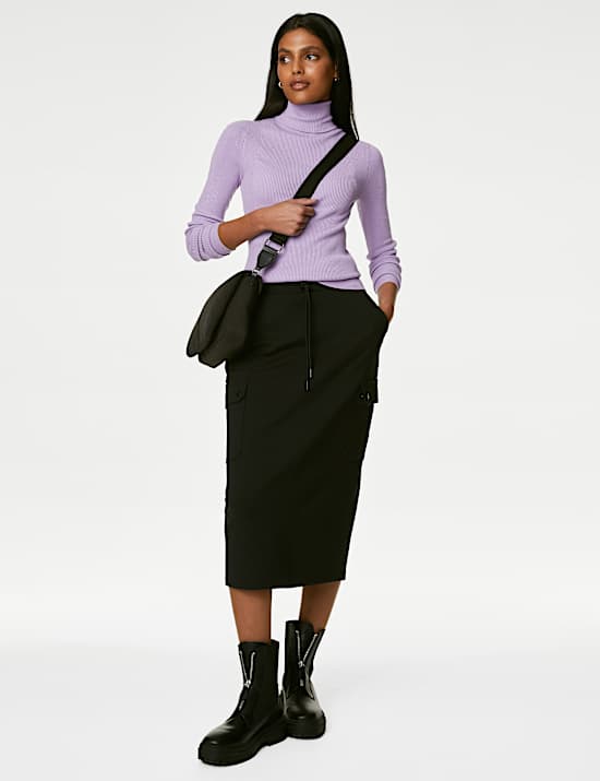 Jersey ajustado de cuello vuelto acanalado