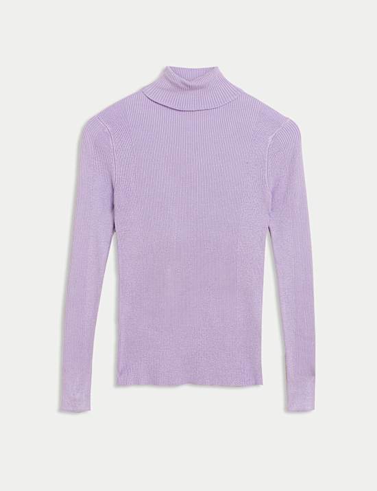 Jersey ajustado de cuello vuelto acanalado
