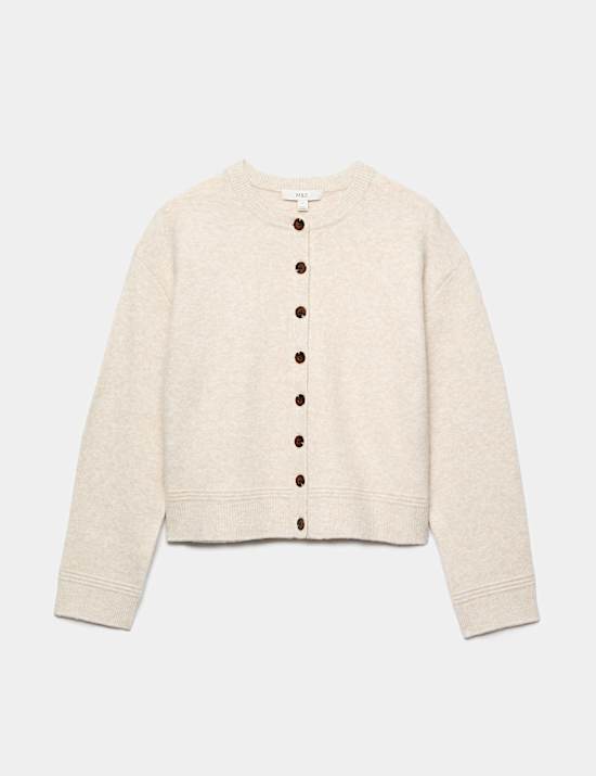 Vest met wol en ronde hals