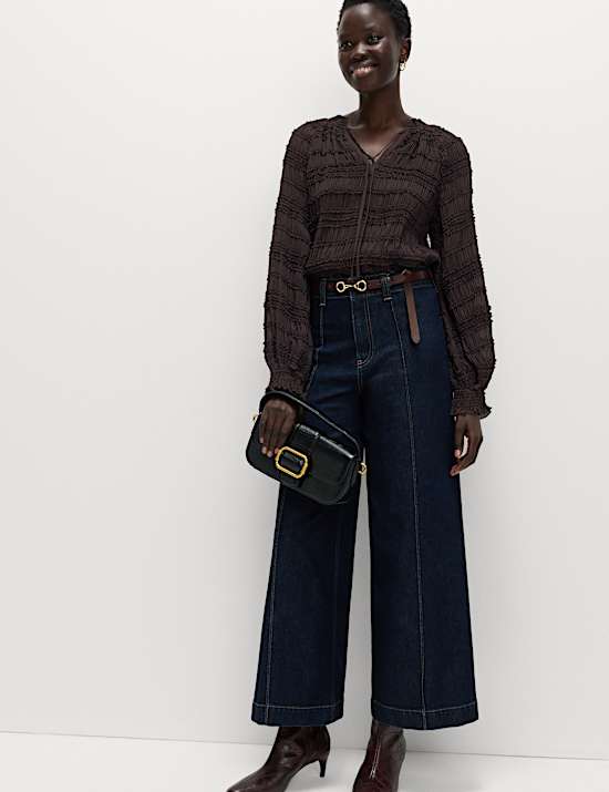 Ruffle Tie Detail Blouson Sleeve Blouse