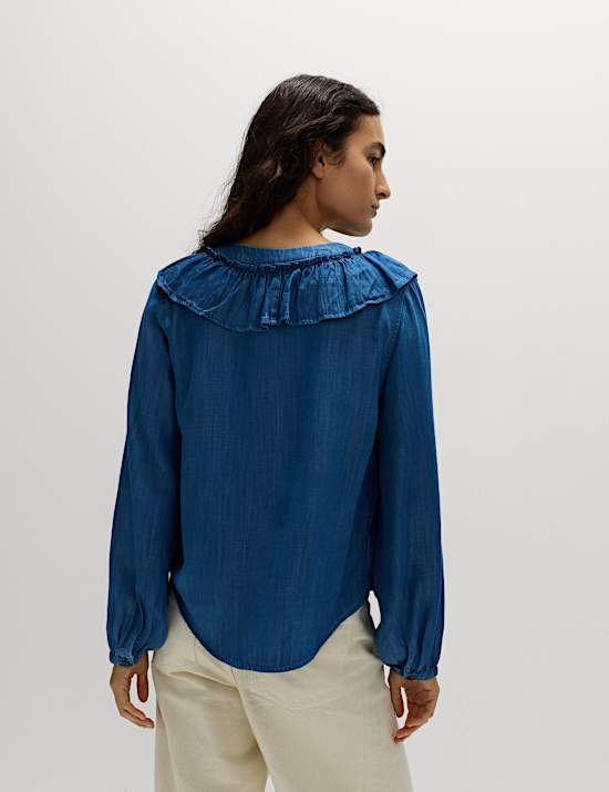 Bluse aus reinem Lyocell™ mit Rüschen