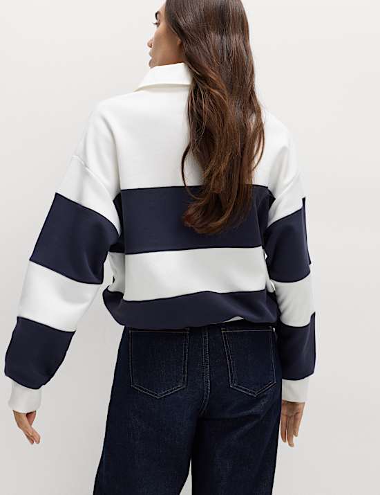 Katoenrijk rugbytrui met streepmotief