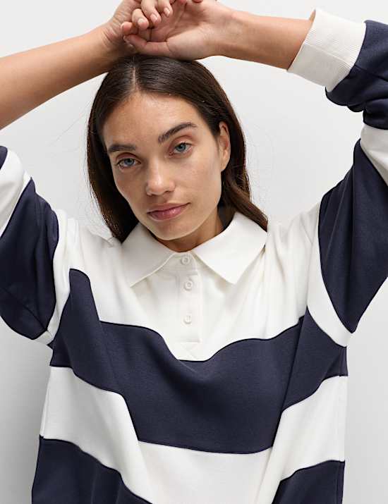 Katoenrijk rugbytrui met streepmotief