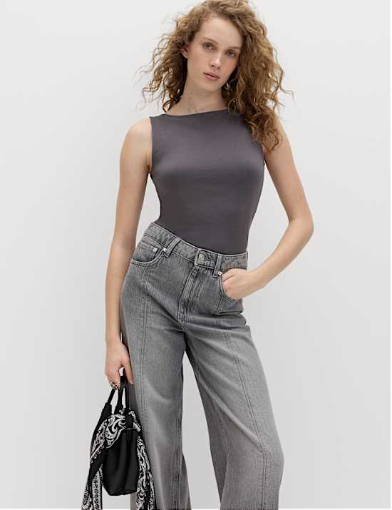 Cotton Rich Slash Neck Slim Fit Vest