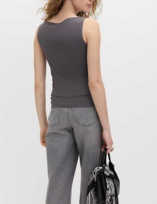 Cotton Rich Slash Neck Slim Fit Vest