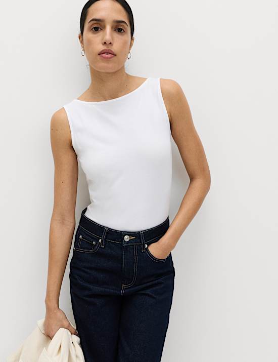 Cotton Rich Slash Neck Slim Fit Vest