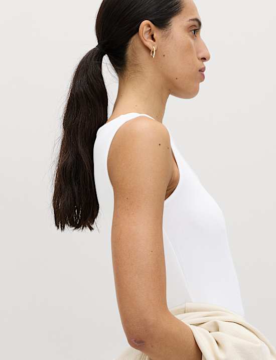 Cotton Rich Slash Neck Slim Fit Vest