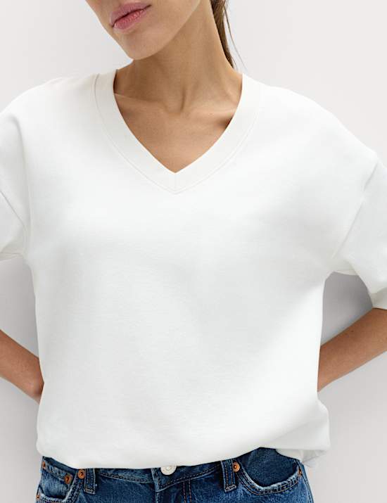 Pure Cotton Heavyweight V-Neck Top
