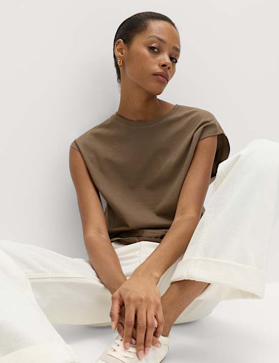 Pure Cotton Cap Sleeve T-Shirt