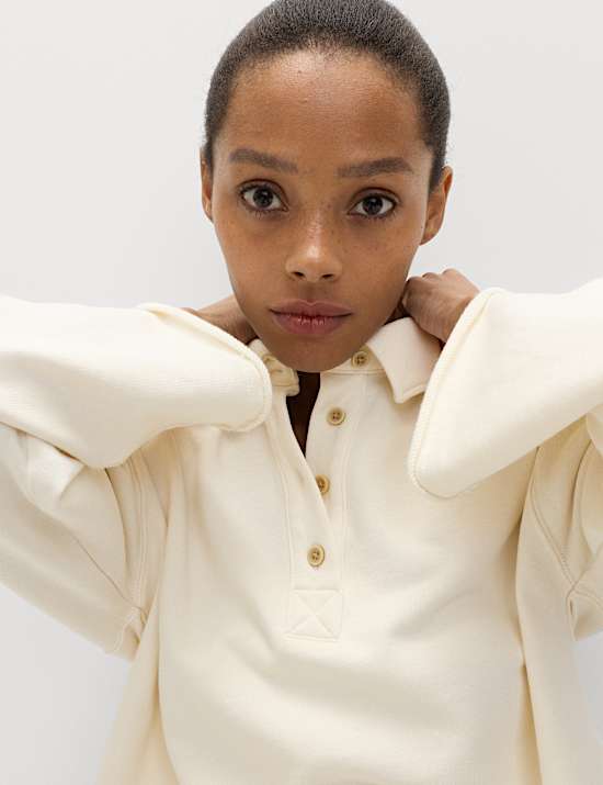 Pure Cotton Henley Sweatshirt