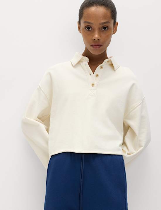 Pure Cotton Henley Sweatshirt