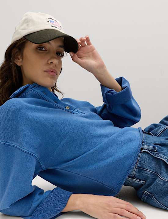 Pure Cotton Henley Sweatshirt