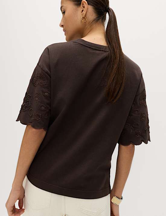 T-shirt coupe boxy 100 % coton brod&eacute;