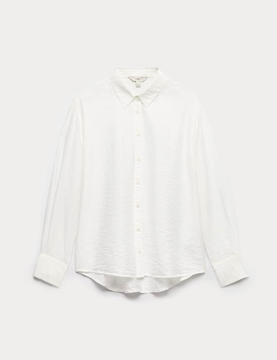 Textured Collared Button Through Shirt