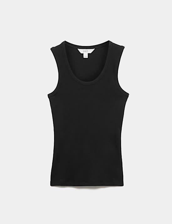 Cotton Rich Ribbed Scoop Neck Vest
