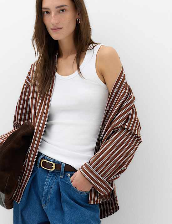 Cotton Rich Ribbed Scoop Neck Vest