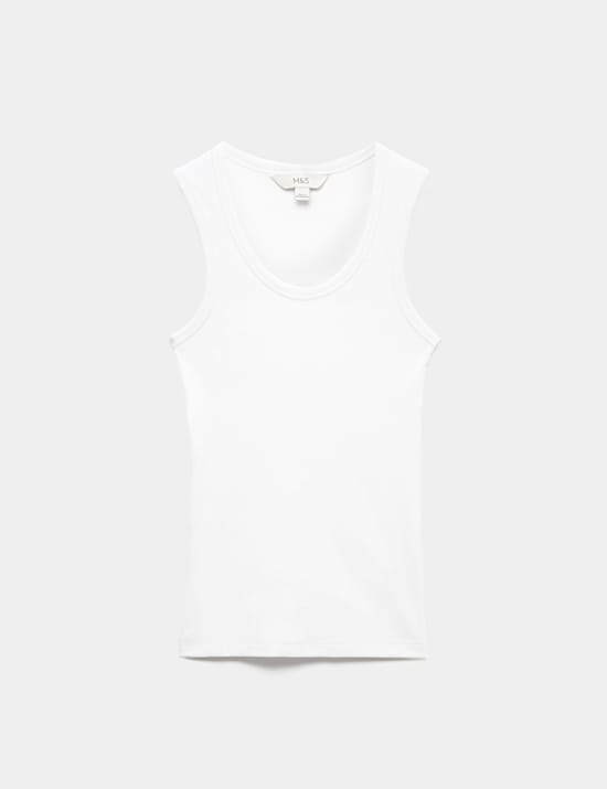 Cotton Rich Ribbed Scoop Neck Vest
