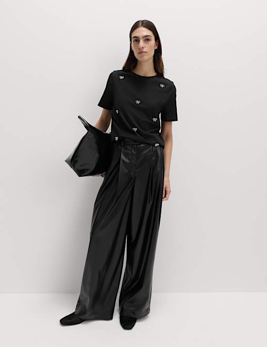 Pure Cotton Embellished Bow Top