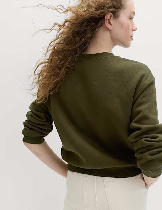 Sweat en coton &agrave; col rond