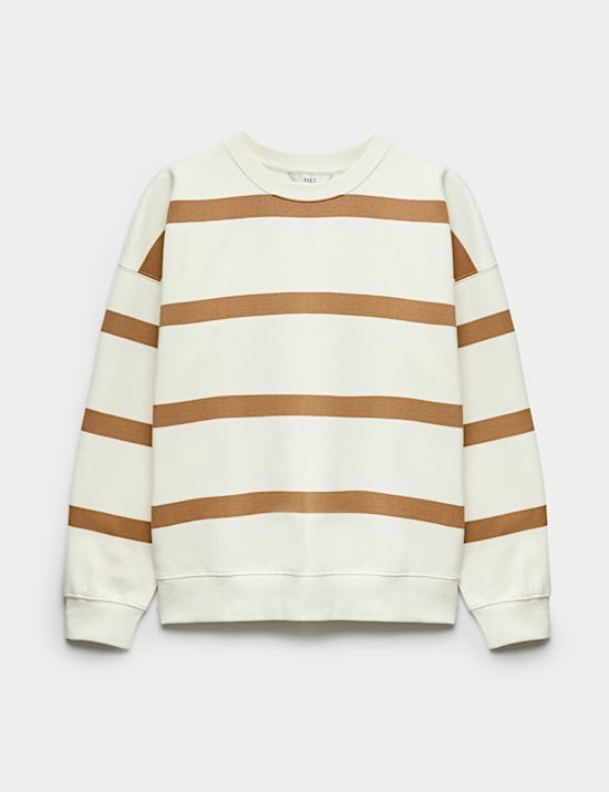 Cotton Rich Striped Long Sleeve Sweatshirt