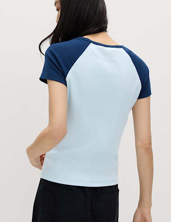 T-shirt en coton &agrave; manches raglan courtes