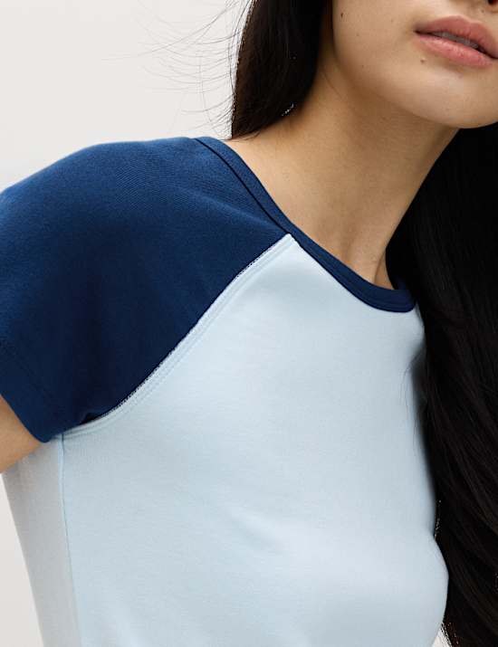 T-shirt en coton &agrave; manches raglan courtes