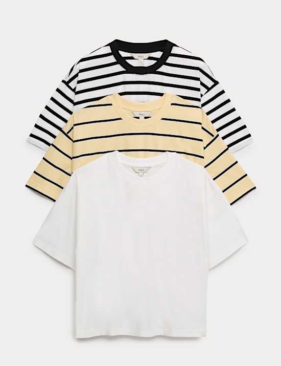 Lot de 3 t-shirts coupe boxy 100 % coton