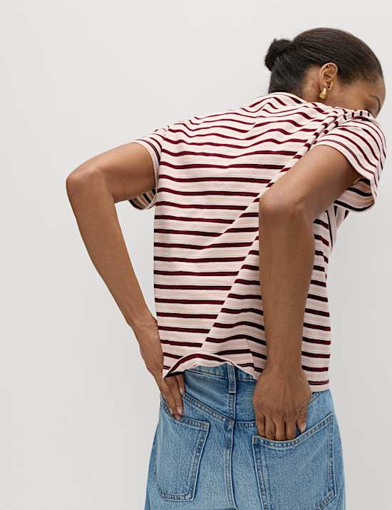 Pure Slub Cotton Striped T-Shirt