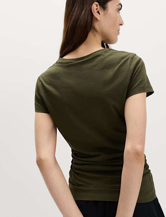 Pure Cotton Slim Fit Ruched T-Shirt