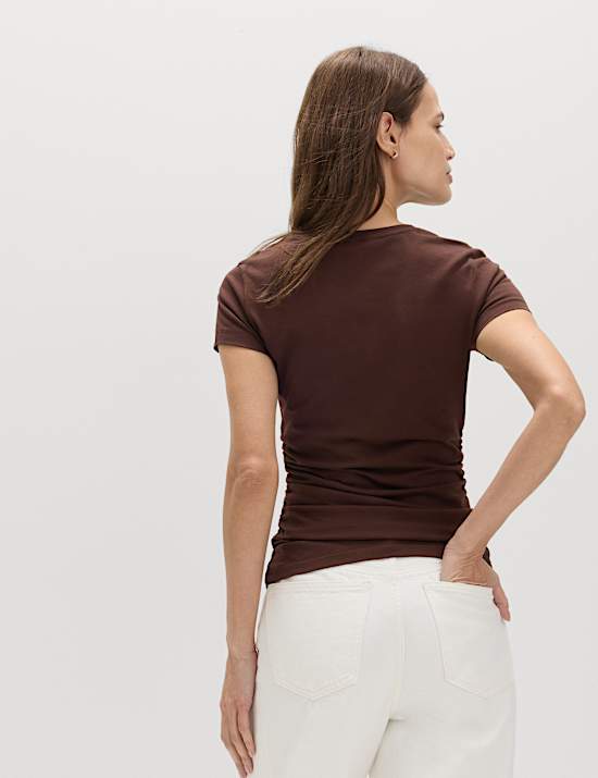 Pure Cotton Slim Fit Ruched T-Shirt