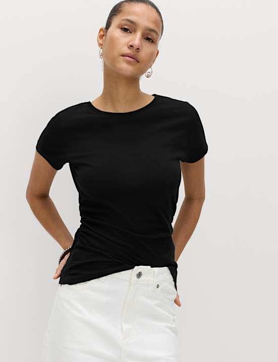 Pure Cotton Ruched T-Shirt