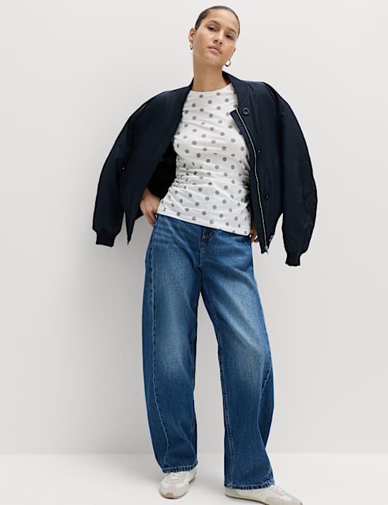 Pure Cotton Slim Fit Ruched T-Shirt