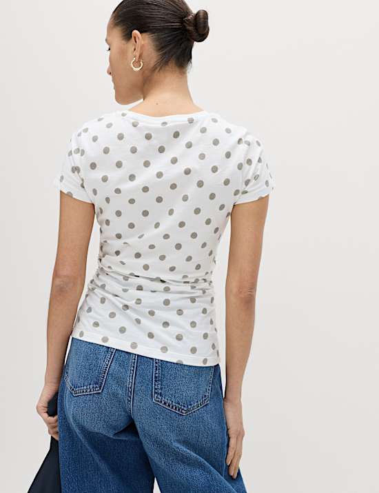 Pure Cotton Slim Fit Ruched T-Shirt