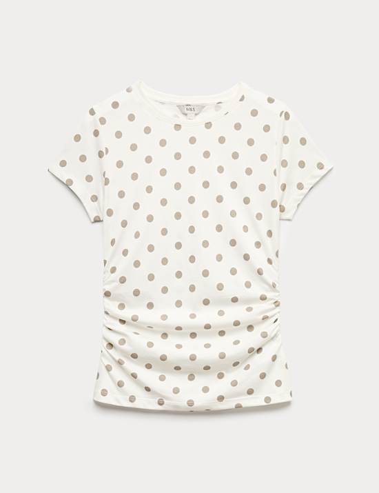 Pure Cotton Slim Fit Ruched T-Shirt