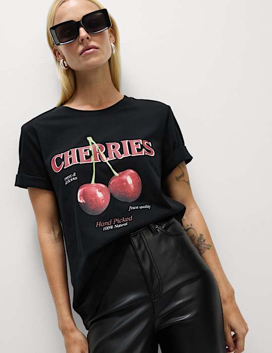 Pure Cotton Cherries Graphic T-Shirt
