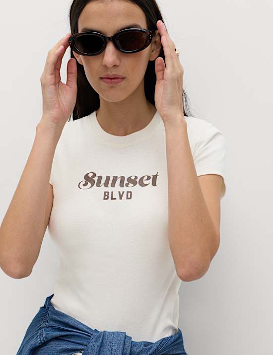 Pure Cotton Slogan Slim Fit T-Shirt