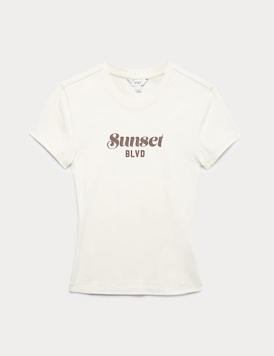 Pure Cotton Slogan Slim Fit T-Shirt