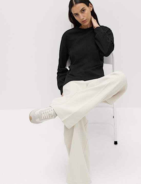 Cotton Blend Waisted Sweatshirt