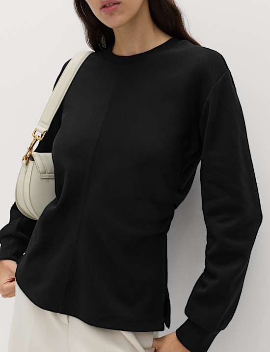 Cotton Blend Waisted Sweatshirt