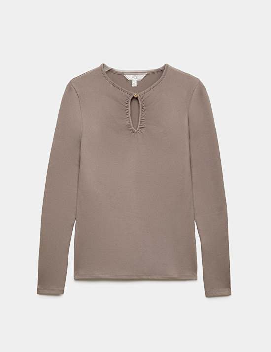 Long Sleeve Cosy Keyhole Top