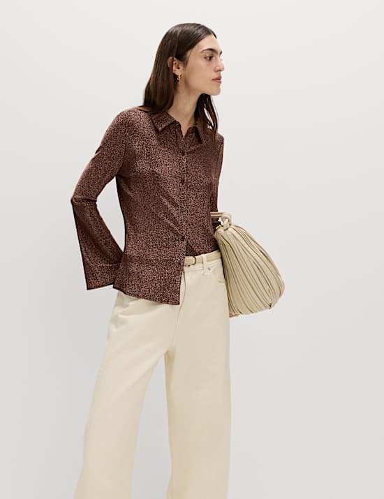 Sparkly Fitted Flute Sleeve Shirt