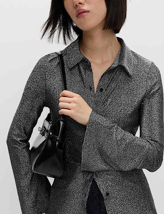 Sparkly Fitted Flute Sleeve Shirt