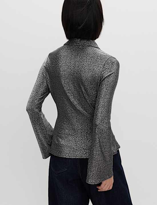 Sparkly Fitted Flute Sleeve Shirt