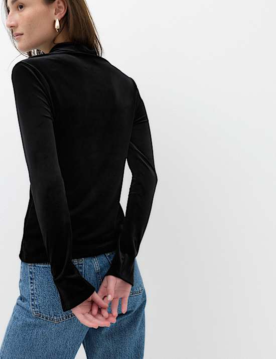 Velvet Funnel Neck Top