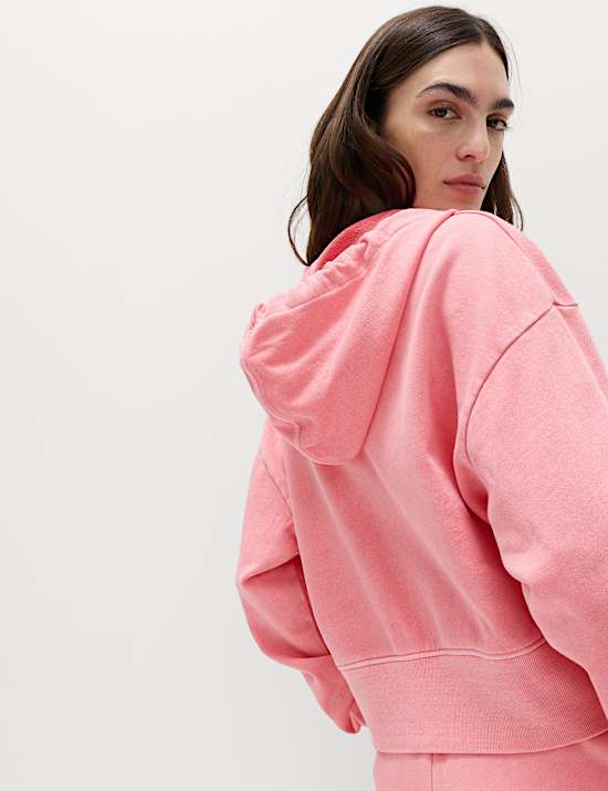 Pure Cotton Garment Dye Zip Up Hoodie