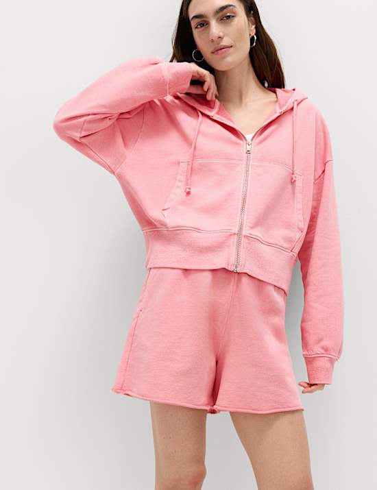 Pure Cotton Garment Dye Zip Up Hoodie