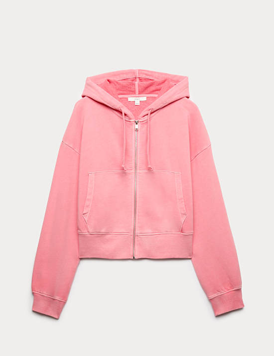 Pure Cotton Garment Dye Zip Up Hoodie